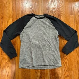J. Crew Factory baseball tee-style lightweight gray sweatshirt